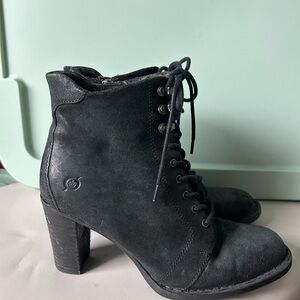 Born Black Gosford Distressed Victorian Lace Up Ankle Boots Size 8